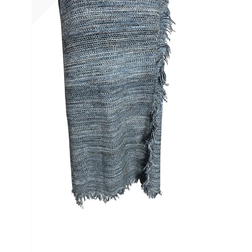 Anthropologie Shift Dress Size XS Stone Blue Holding Horses Fringe Edges PERFECT